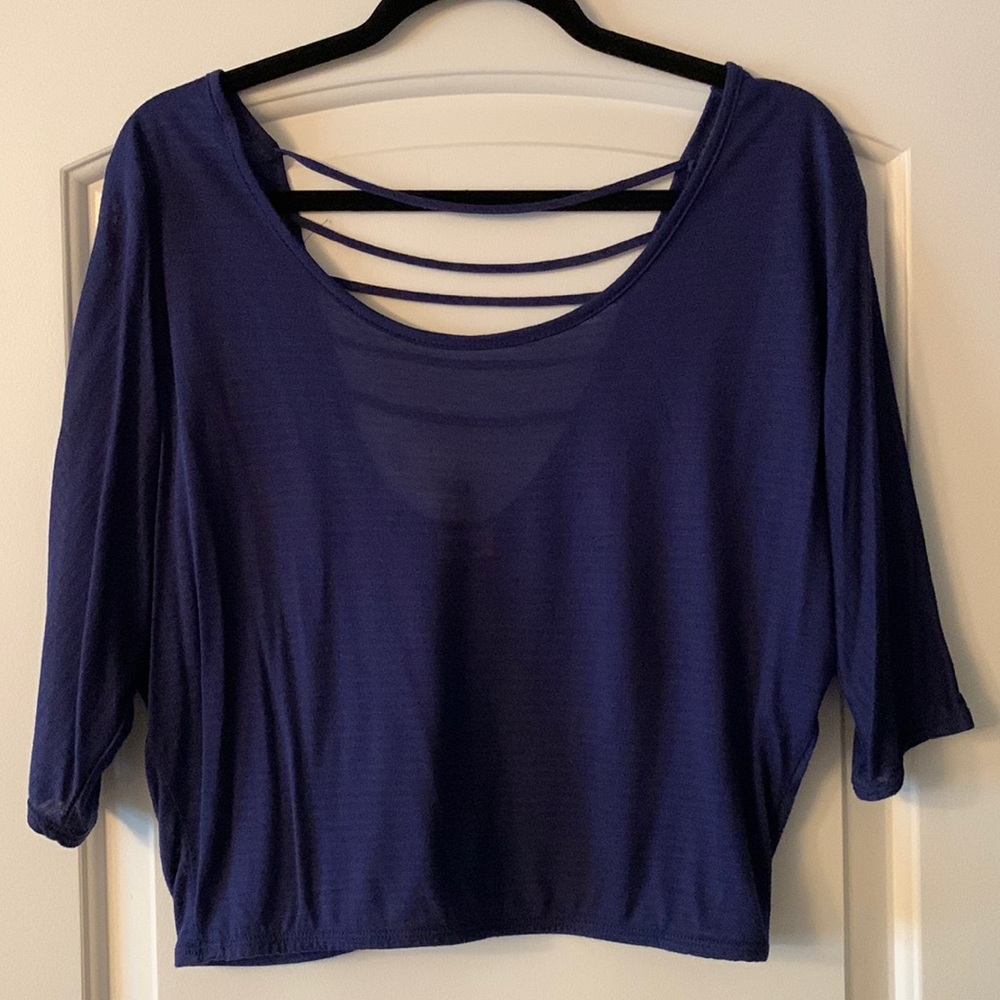 Navy off the shoulder Crop Top